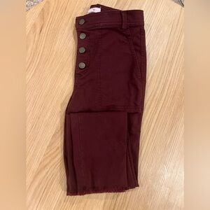 Maroon high-rise crop jeans